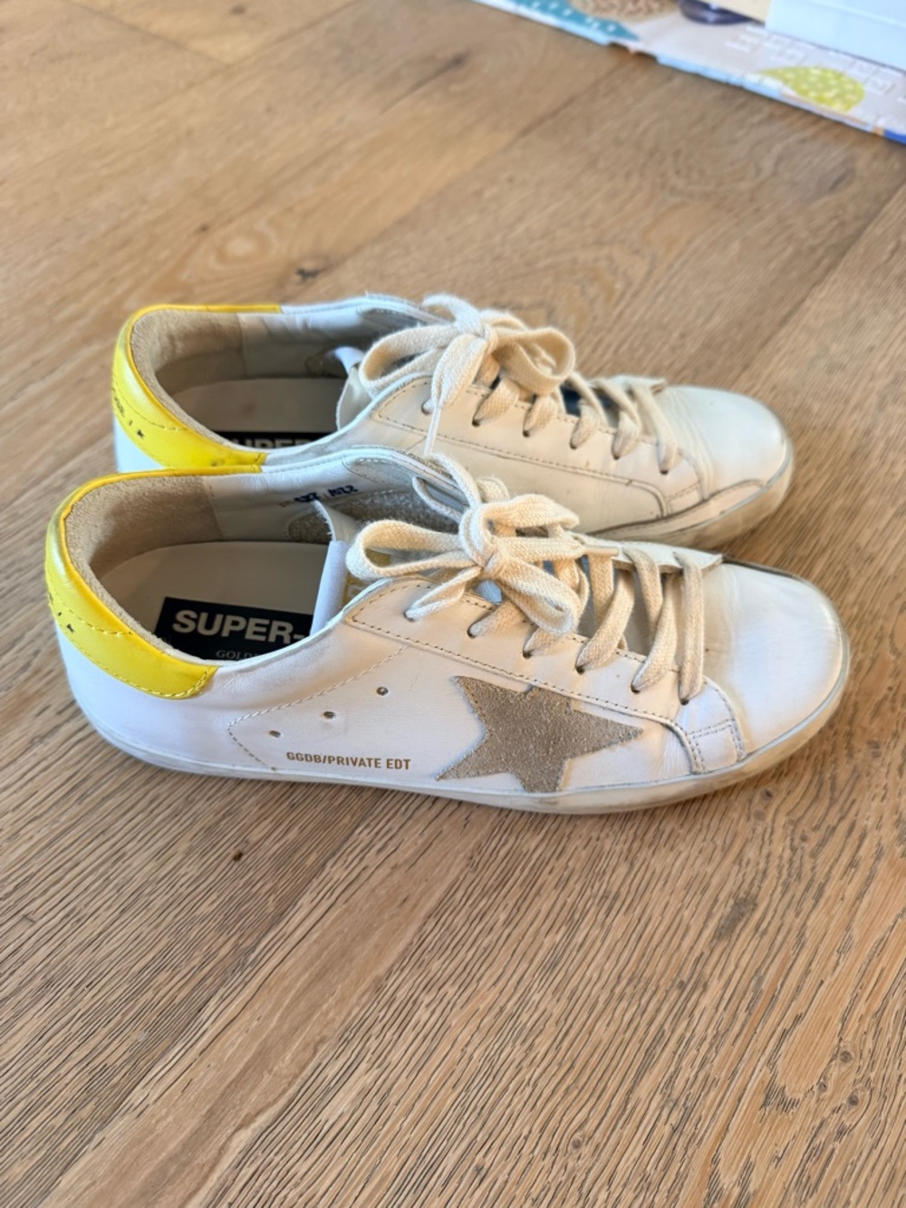 Golden Goose White Sneakers with Yellow Heel Accent - Picture 2 of 9